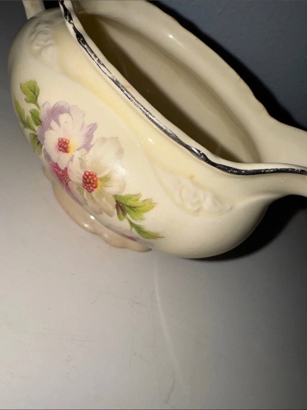Vintage Homer Laughlin Virginia Rose Porcelain Creamer Fluffy Rose Marked USA